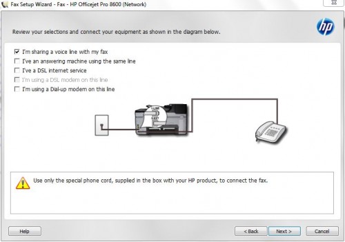 HP 8600 fax setup