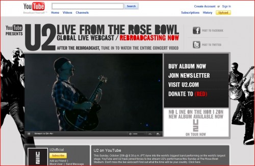 U2 live on YouTube!