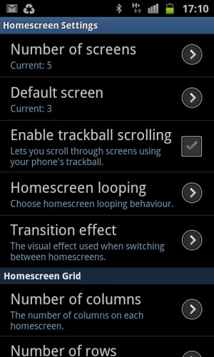 One of several Launcher Pro config screens - customise for fun!