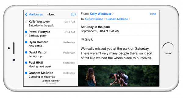 The new landscape mode for the iPhone 6 Plus.