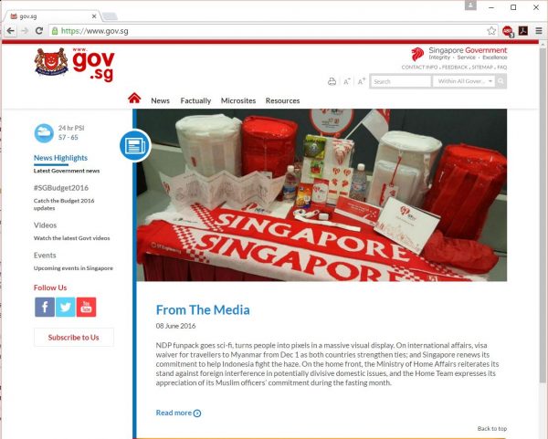 Screenshot of a Singapore government website.