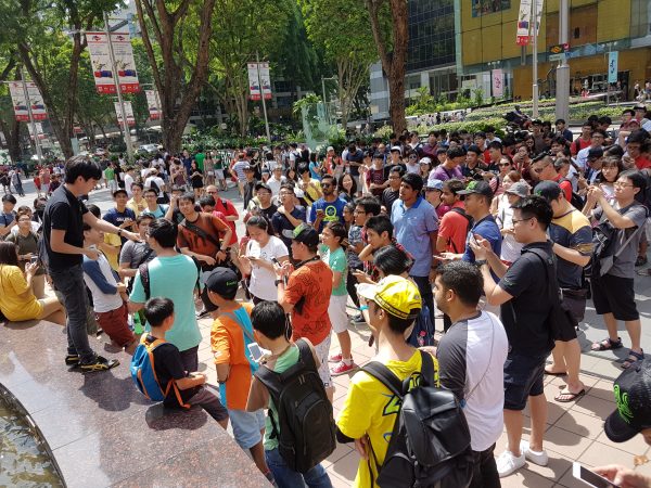 Pokemon players searching for virtual creatures during a publicity event by gaming gear maker Razer on August 9. Photo: Razer Handout.