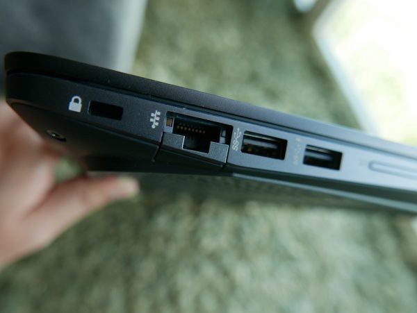 The portable workstation has a full set of ports, including an extendable Gigabit Ethernet port. PHOTO: Alfred Siew