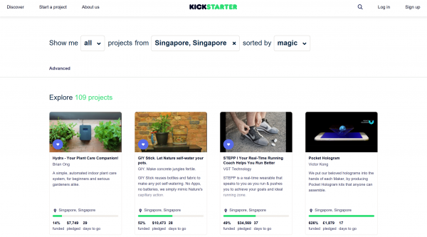 Kickstarter Singapore Website