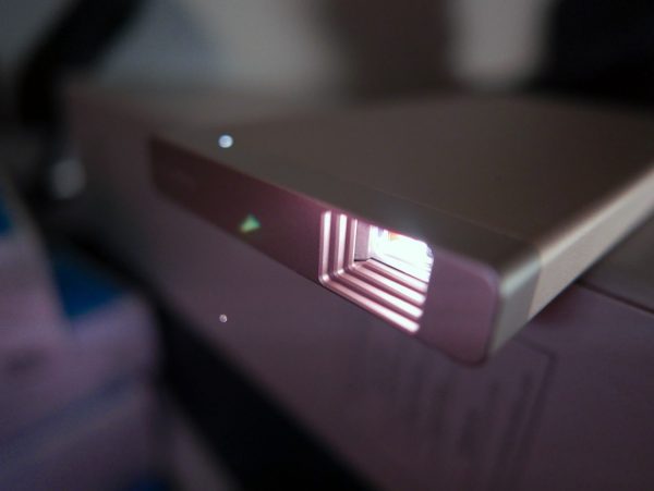 The Sony MP-CL1A pico projector shines bright enough for small spaces. PHOTO: Alfred Siew