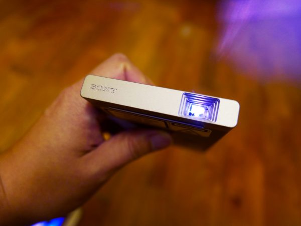 The Sony MP-CL1A pico projector shines bright enough for simple uses. PHOTO: Alfred Siew